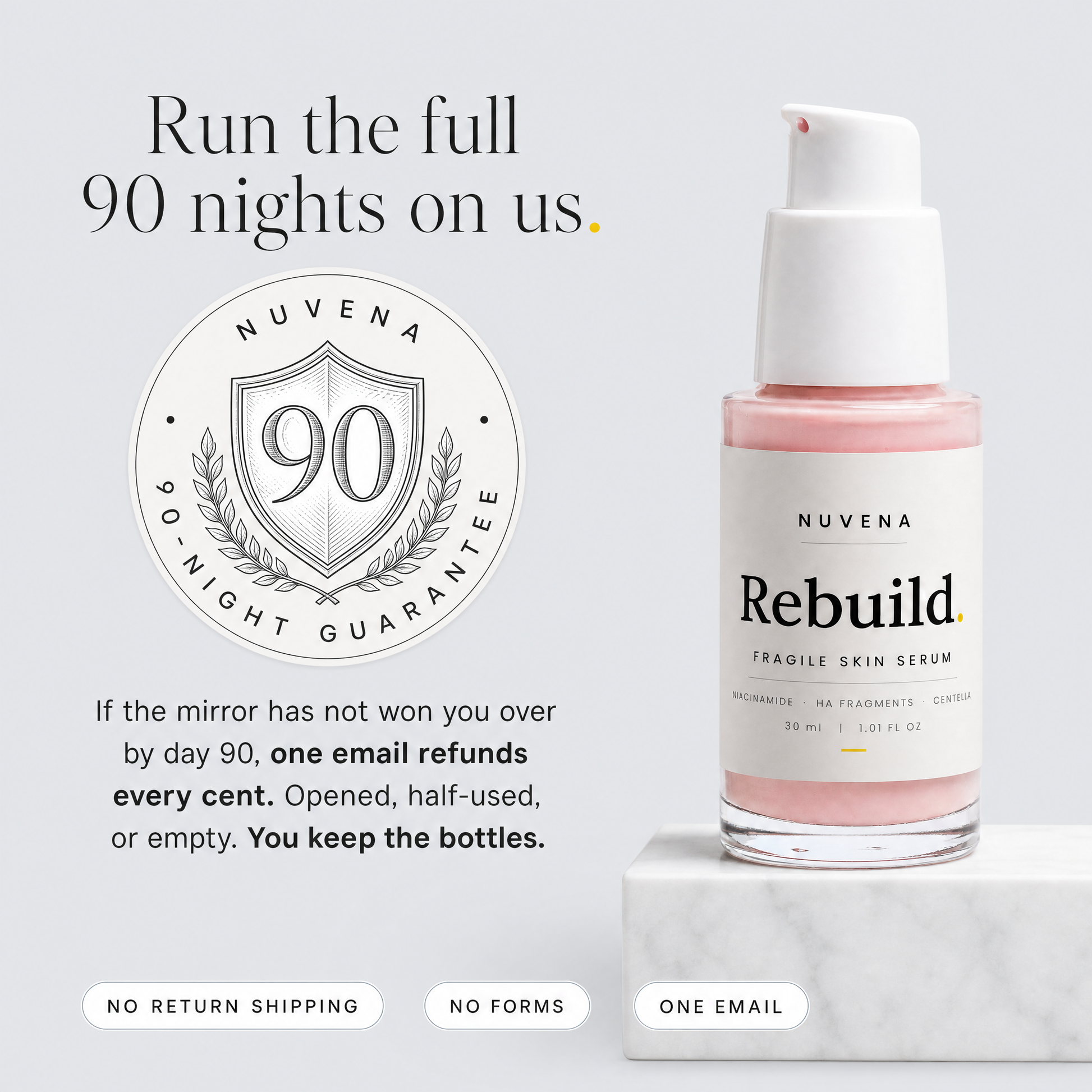 90-night money-back guarantee — run the full 90 nights on us
