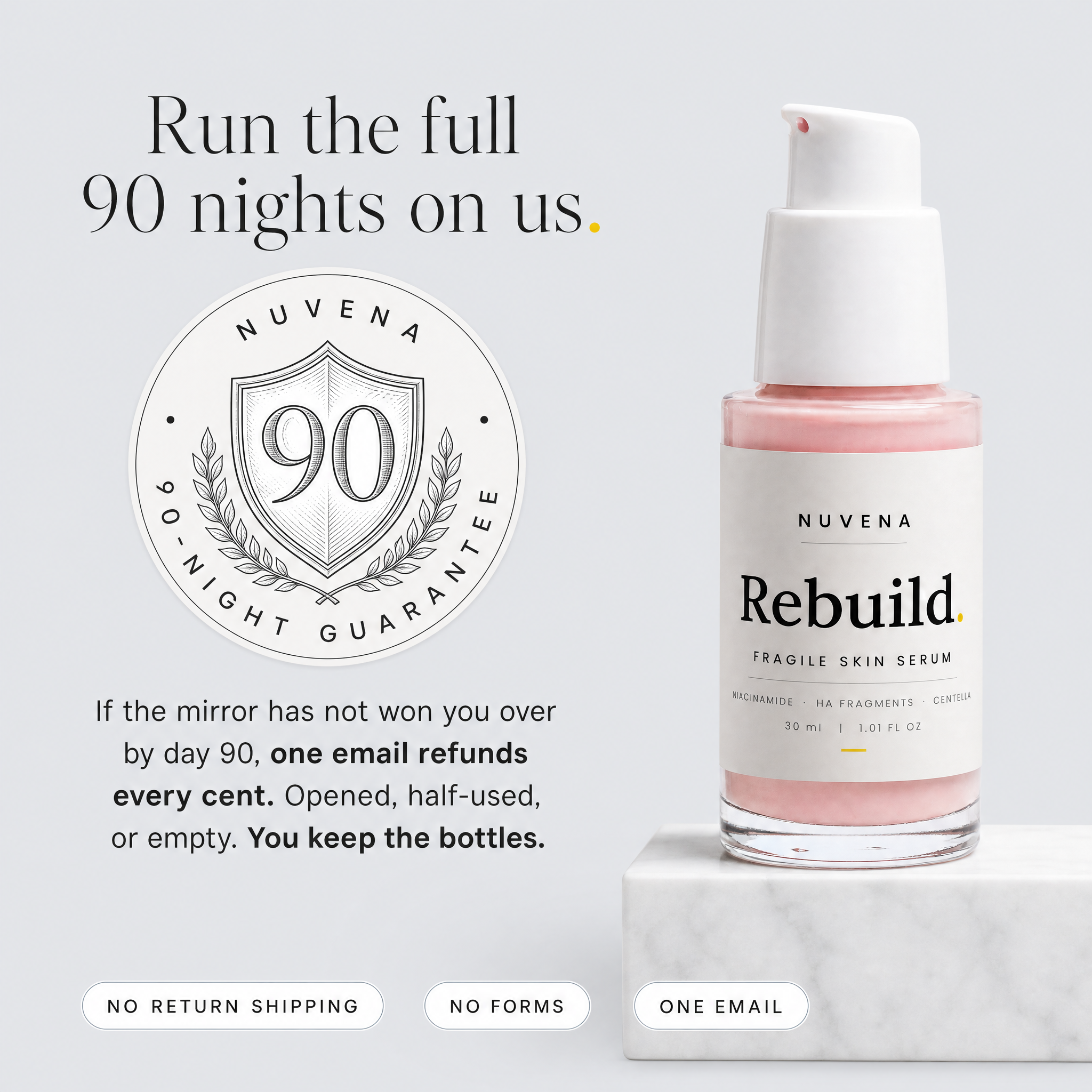 90-night money-back guarantee — run the full 90 nights on us