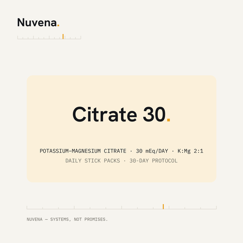 Nuvena Citrate 30 — potassium-magnesium citrate daily stick packs, 30 mEq per day